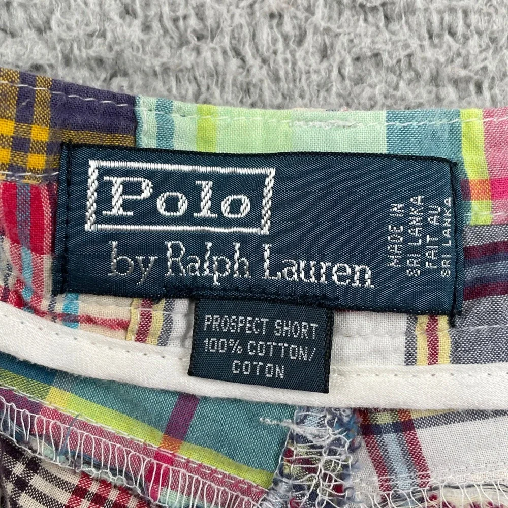 Polo Ralph Lauren Shorts Mens 32 Multicolor Prospect Patchwork Plaid Cotton